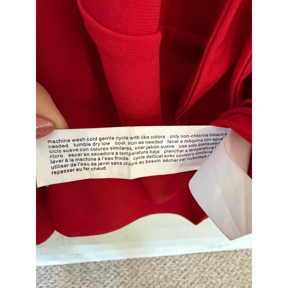 Eloquii Red Tie Front Long Sleeve Blouse Size 14/16 Plus Size Statement Top - Picture 7 of 8